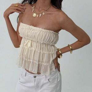 Cream Strapless Top